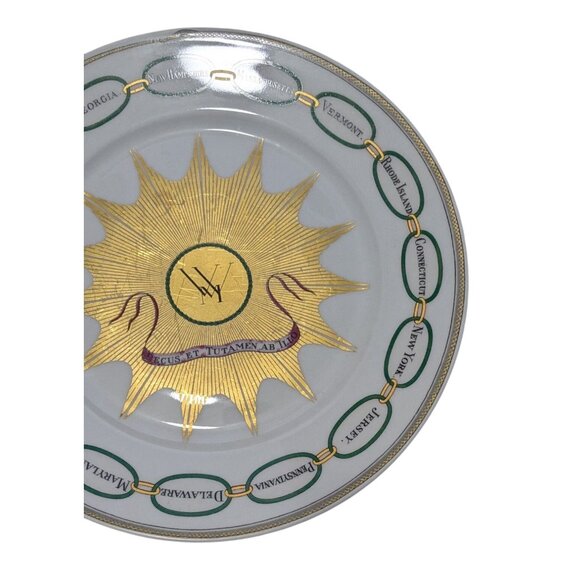 Martha Washington Haviland Salad Plate Gold Starburst St names in Green Rings Li - Picture 7 of 14